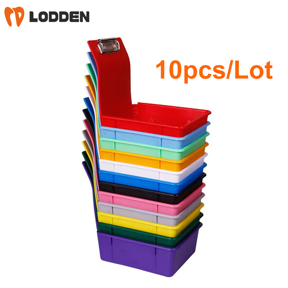 10 ชิ้นทันตกรรม Lab กล่องเก็บ Colourful พลาสติกทํางาน Pans ทันตกรรม Lab PP Sorting กล่องจัดระเบียบพร้อมคลิปโลหะผู้ถือเครื่องมือ
