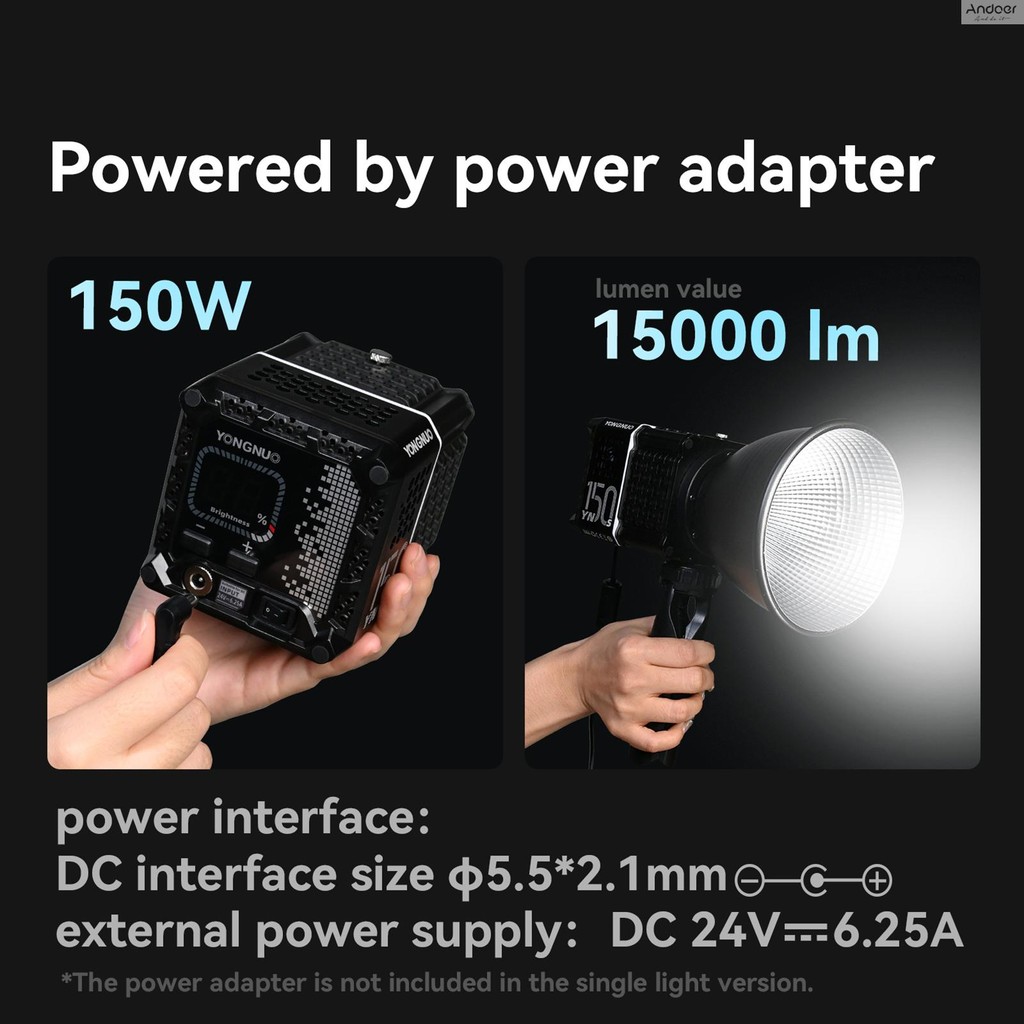 Yongnuo YN150s แบบพกพา 150W ไฟ LED วิดีโอการถ่ายภาพเติมแสง 5600K COB ไฟสตูดิโอ CRI 95 + สําหรับกลางแจ้งในร่มถ่ายทอดสดการบันทึกวิดีโอสินค้าภาพการถ่ายภาพ