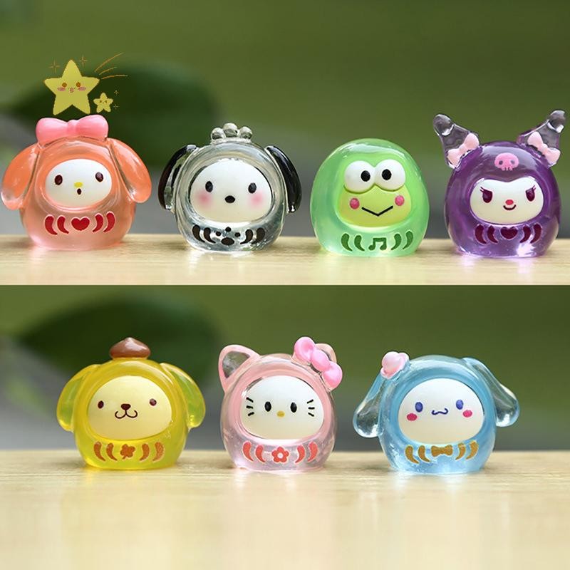 [JBTH] Sanrio อะนิเมะตุ๊กตาน่ารักเครื่องประดับโปร่งใส Jelly Series ตุ๊กตา 2.5 ซม.Mini KT Cat Kuromi DIY เครื่องประดับตกแต่ง [JB]