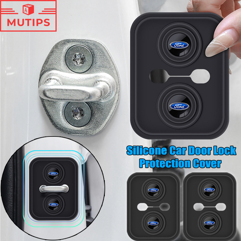 2/4pcs Ford ซิลิโคนรถประตูล็อคฝาค รถล็อคประตูหัวเข็มขัดฝาครอบป้องกัน โช้คอัพเงียบอุปก ประตูโช้คอัพเบาะ Ranger Raptor Everest Fiesta Focus Mustang Escape Ecosport STI