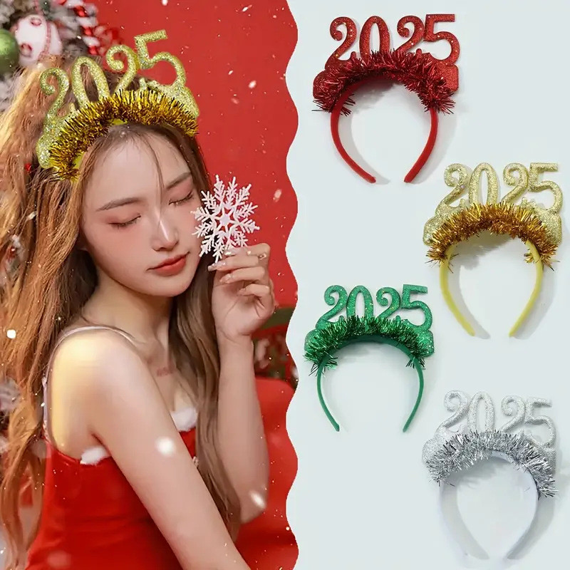 ปีใหม่ 2025 ที่คาดผมสีแดงใหม่ น่ารัก เรียบง่าย และทันสมัย ปาร์ตี้ หูฟัง