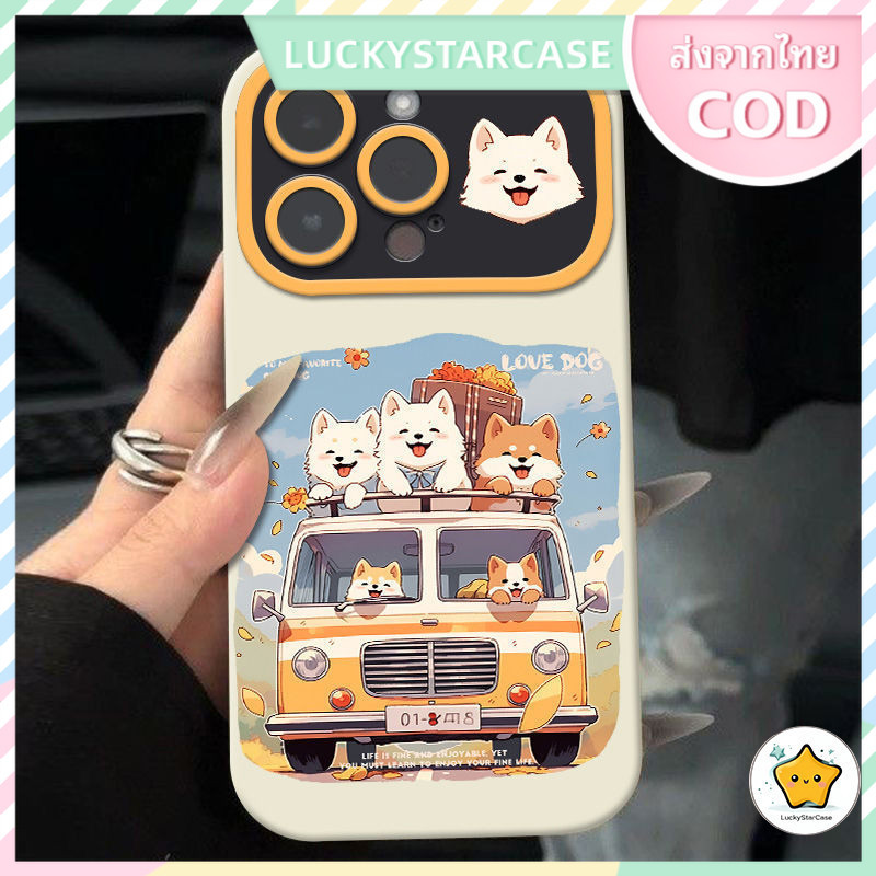 เคสไอโฟนสวยๆ สําหรับ iPhone 11 12 13 14 15PROMAX ลูกสุนัขน่ารัก 7 8 14 15 PLUS วัสดุกันกระแทกนุ่ม TPU เคสโทรศัพท์ วัสดุ