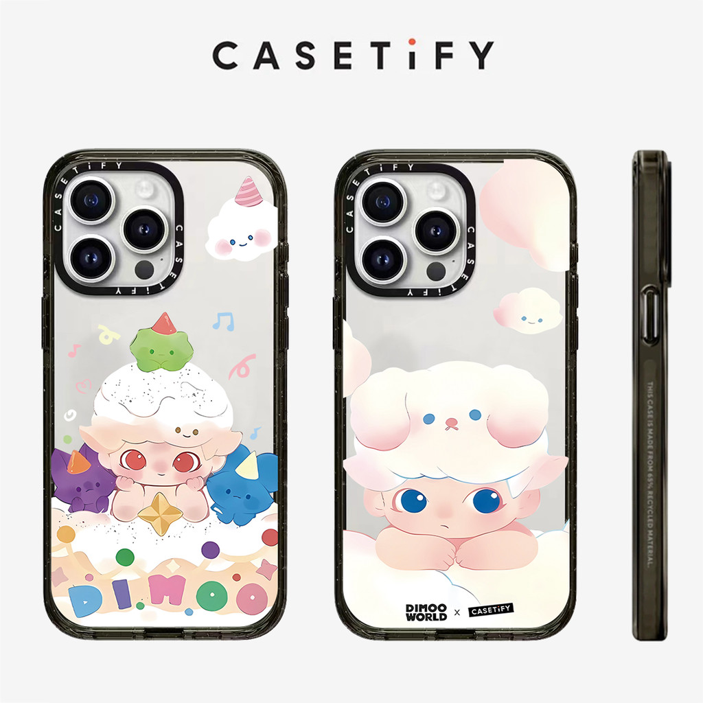 Dimoo WORLD Cloud Baby อะคริลิค Anti fall เคสโทรศัพท์สําหรับ IPhone 16 ProMax 16Pro 15 ProMax 15 16 14 13 12 11 Pro Max กรณีเต็มแพ็คเกจดูดซับแรงกระแทก frosted ฝาหลัง
