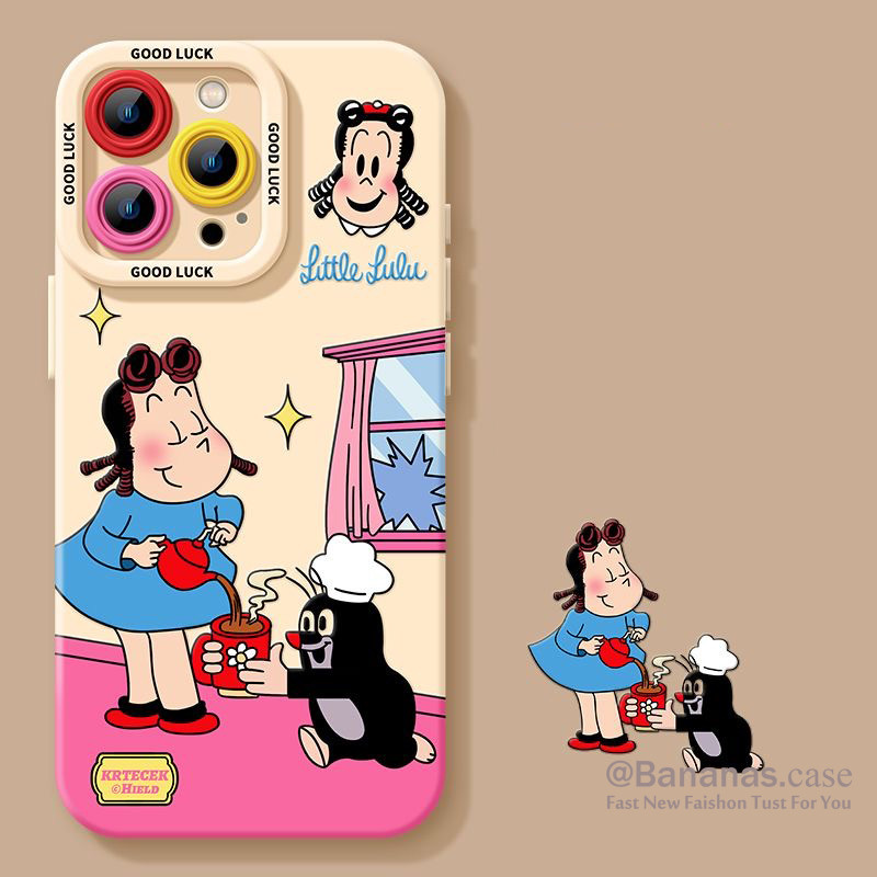 Iphone 16 15 14 13 12 11 Pro Max X Xr Xs Max 7 8 Plus SE2020 เคสโทรศัพท์สาวการ์ตูนคู่นุ่มปกหลัง