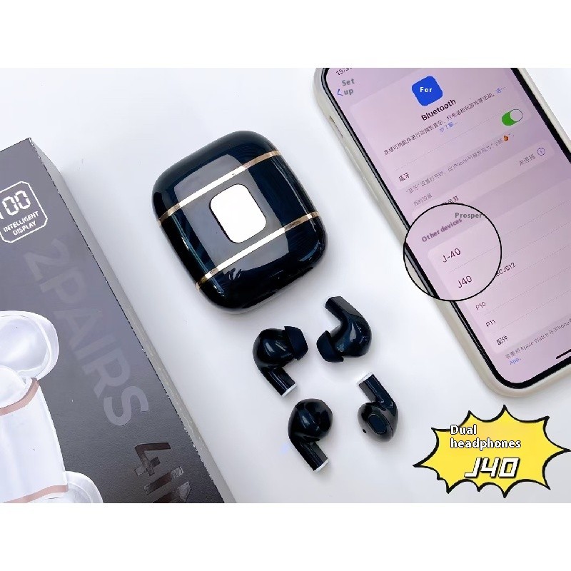 หูฟังบลูทูธไร้สาย 4 หูฟัง J40 กีฬา Esports หูฟัง TWS ที่จัดเก็บยาวพิเศษ