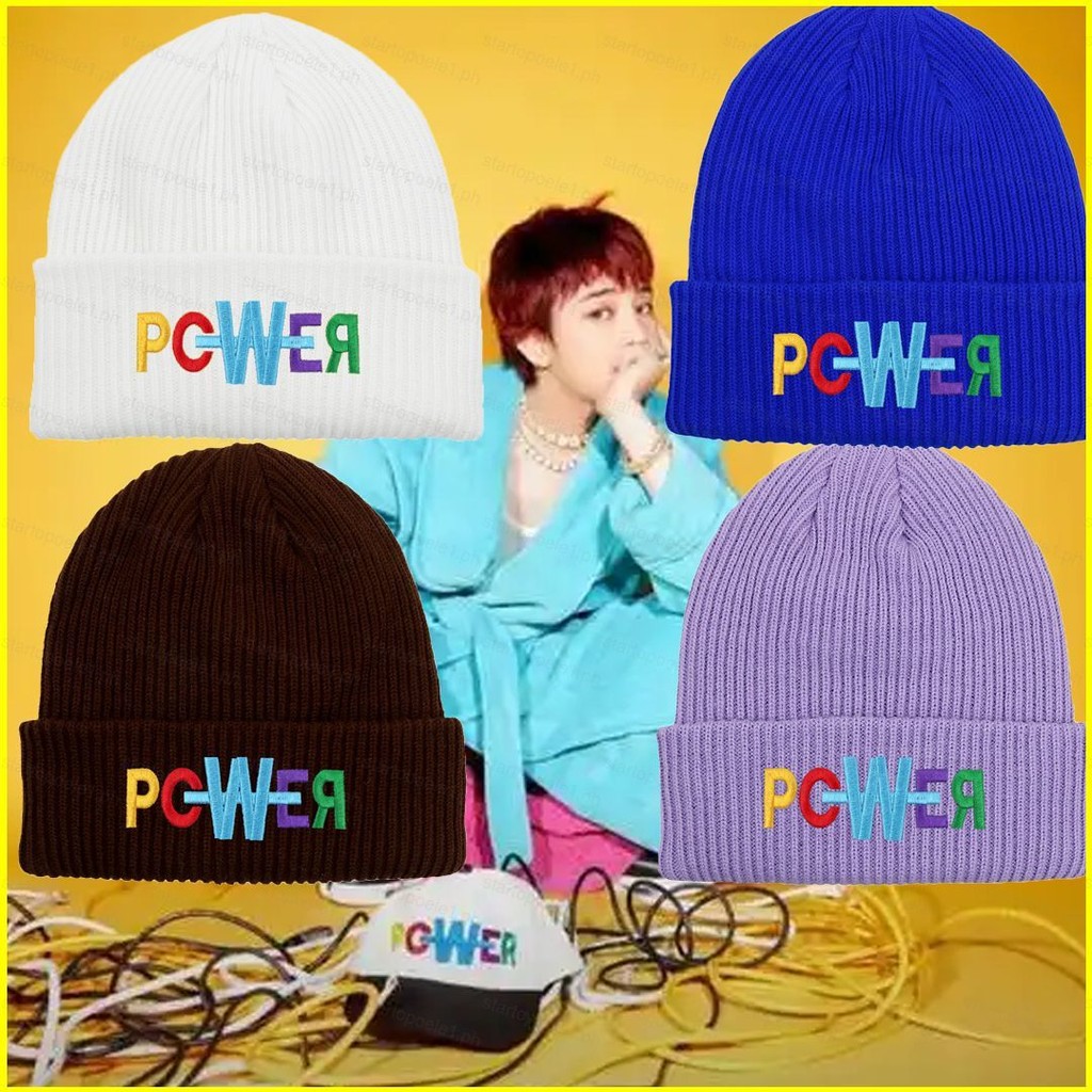 Bx G-DRAGON POWER หมวกถักปักคุณภาพสูง GD หมวกทําด้วยผ้าขนสัตว์ฤดูใบไม้ร่วงและฤดูหนาวหมวกอบอุ่น