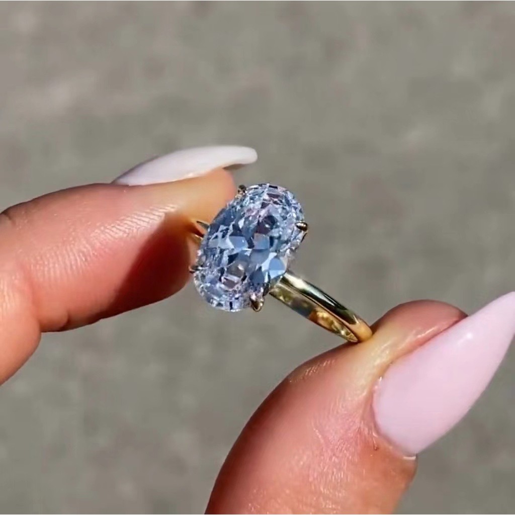 Popular#Europe and America INS Style Wedding High Luxury Oval Zircon Series Female Ring Fashion High-End All-Match Design Sense for Women4DJ