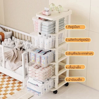 Wise รถเข็นเก็บของลิ้นชัก ชั้นวางของมีล้อ ของใช้ในบ้าน ชั้นเก็บของใต้โต๊ะ เคลื่อนย้ายสะดวก ชั้นวางรถเข็น
