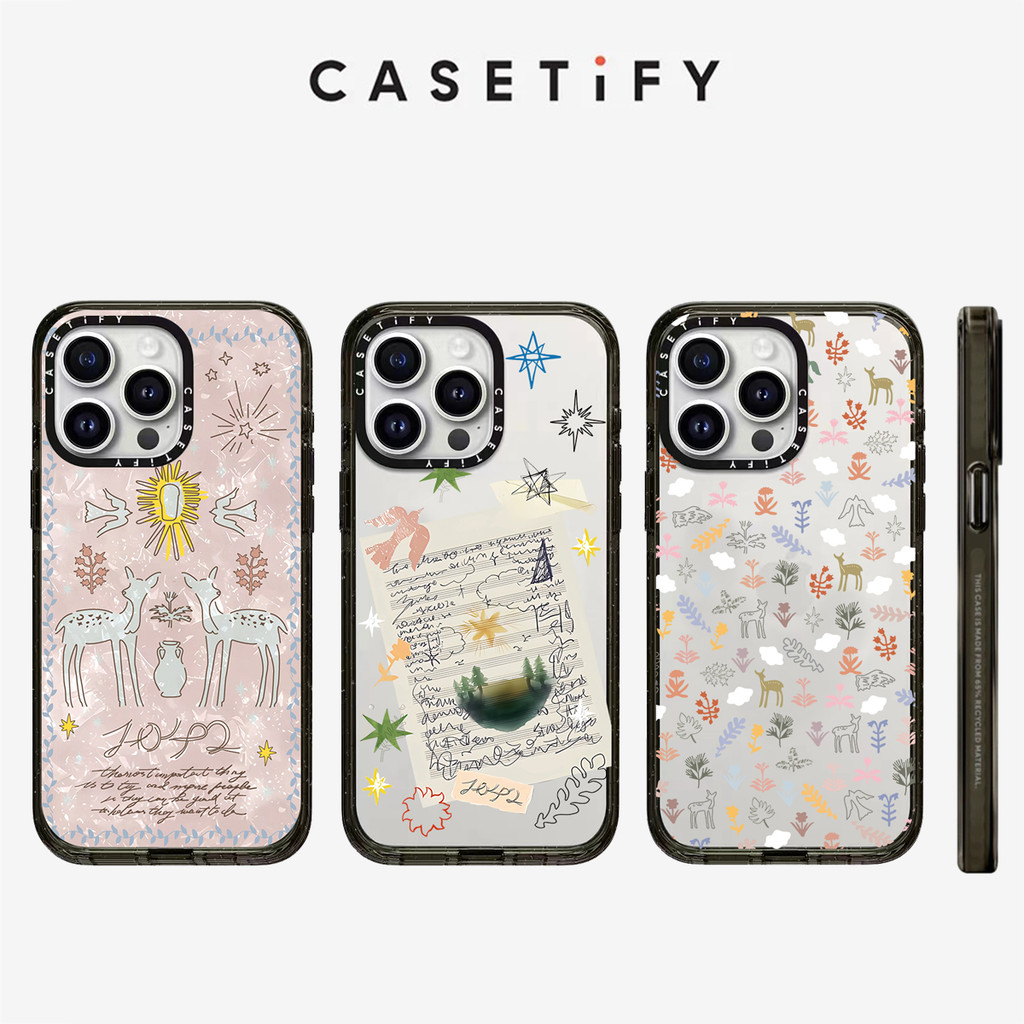 Forest Secret Realm Sika กวางอะคริลิค Anti fall เคสโทรศัพท์สําหรับ IPhone 16 ProMax 16Pro 15 ProMax 15 16 14 13 12 11 Pro Max กรณีเต็มแพ็คเกจดูดซับแรงกระแทก frosted ฝาหลัง