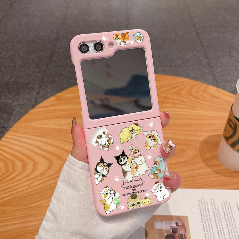 Samsung Z Flip 6 การ์ตูนน่ารัก MOFUSAND Cat Sanrio Hello Kitty Melody Kuromi Hard เคสโทรศัพท์กันกระแทกสําหรับ Samsung Z Flip 5 4 3 Anti-Slip Full Package Cover