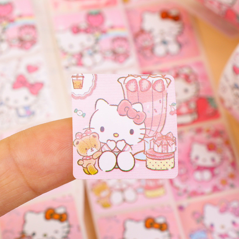 500 ชิ้น/ม้วน Hello Kitty สติ๊กเกอร์การ์ตูน – PVC Laptop Decals Stiker – DIY Handbook สติ๊กเกอร์ตกแต่ง – ป้ายบรรจุภัณฑ์ของขวัญกาวในตัว – น่ารักอะนิเมะสีชมพูปิดผนึกสติกเกอร์ ราคา ถูกที่สุด ดีลบีเคเค แกลเลอรีภาพที่ 8