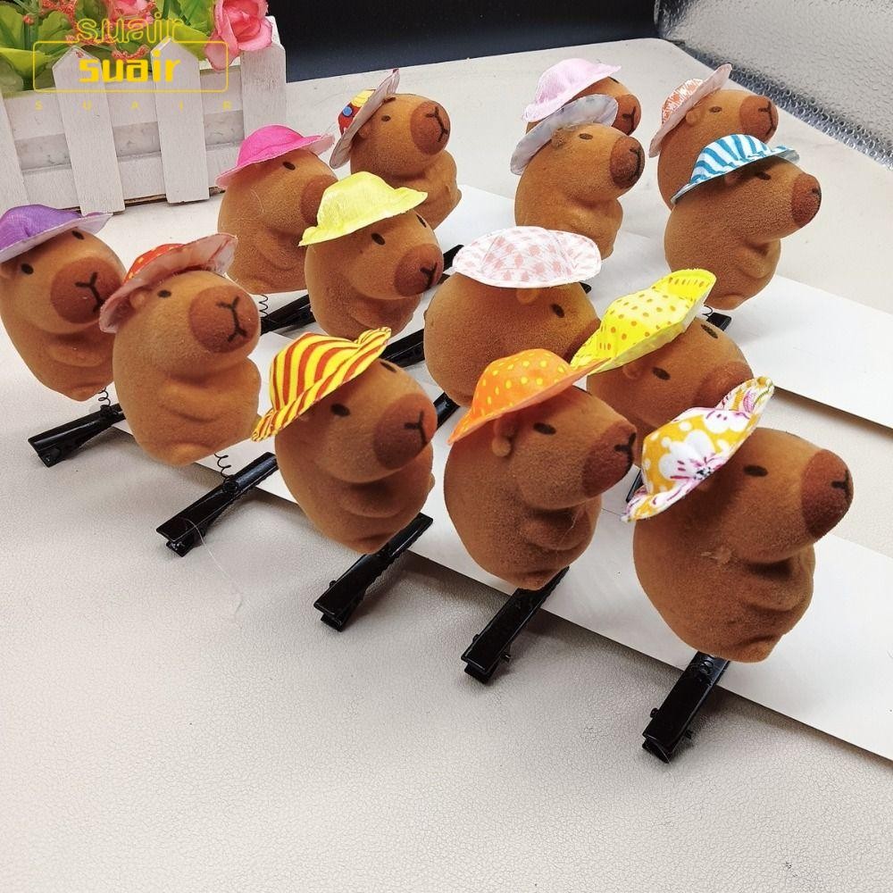 Suair 10 ชิ้น Hairpin, ตุ๊กตาสัตว์ Capybara กิ๊บติดผม, Kawaii ตลกสไตล์ Duckbill คลิปของขวัญ