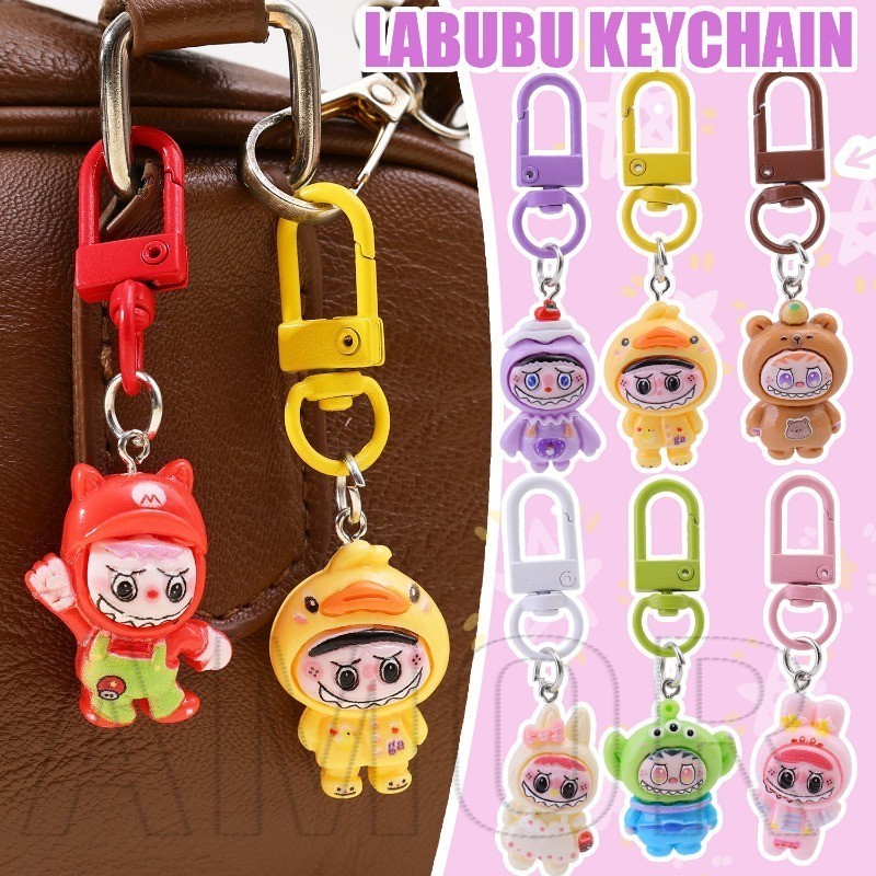 การ์ตูน Labubu พวงกุญแจ - กระเป๋า, พวงกุญแจรถอุปกรณ์ตกแต่ง - ของขวัญน่ารักสําหรับ BFF - อะนิเมะมอนสเตอร์เรซิ่นจี้ - ตลก, Kawaii, แฟชั่น
