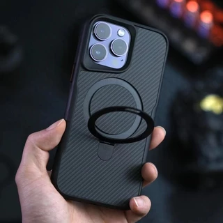 ลายคาร์บอนไฟเบอร์แบบแม่เหล็กเคส For iPhone 18 17 16 15 14 13 12 11 Pro Max เคสไอโฟน 17 Pro พร้อมที่ยึดเคสโทรศัพท์มือถือ