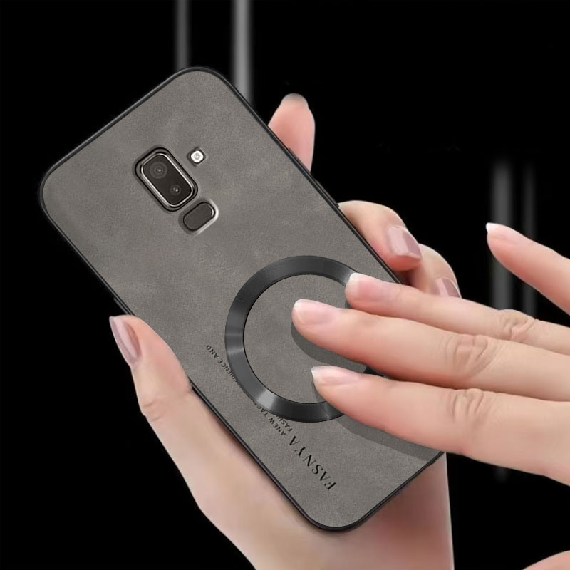 เคส ปลอก Samsung J8เคสโทรศัพท์ Anti vibration Magnetic suction Ring protective COVER WITH Soft edges and Anti SLIP Back Cover ybpcxq