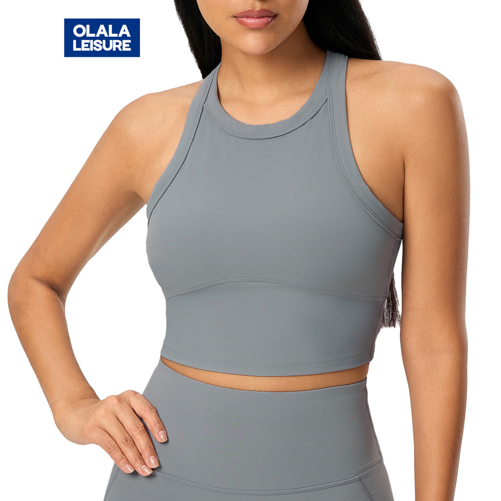 Olala  Leisure  Yoga Sports Bra Fixed Pads High Neckline Racer Back Fitness Or Daily Wear