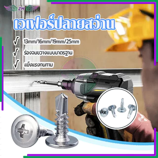 ปลายสว่านหัวเวเฟอร์ ปลายสว่าน มีให้เลือก 4 ขนาด4.2x13MM 16MM 19MM 25MM 100 ตัว ครอสสล็อต ทนทาน