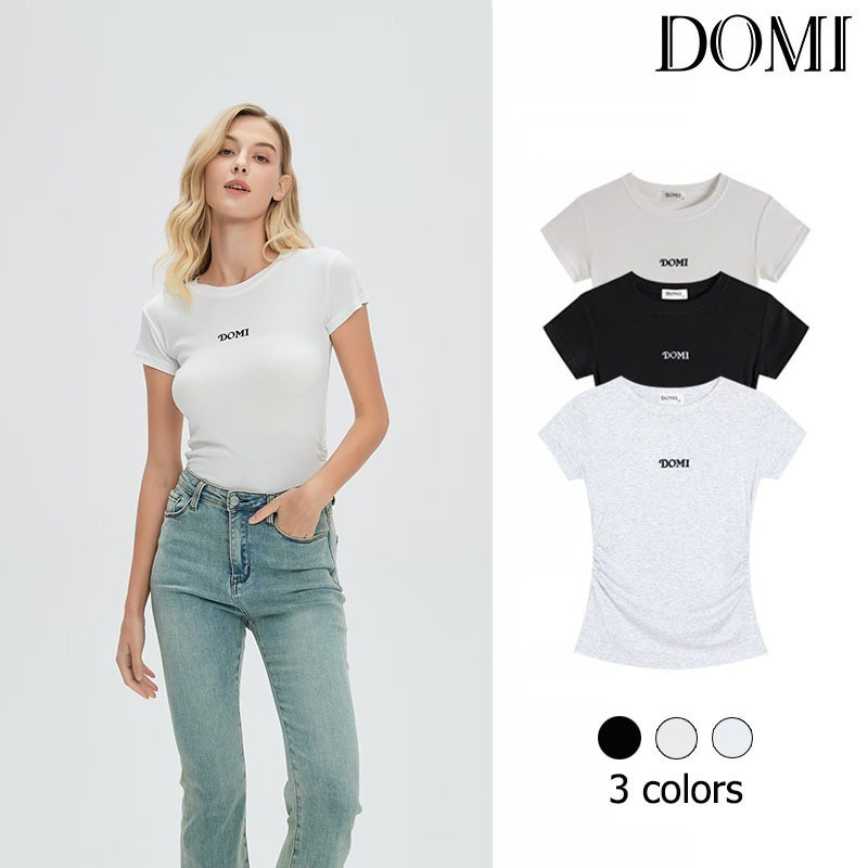 DOMI - (S-XL) -  Baby Tee  เสื้อยืดเบบี้ทีเเขนสั้น ทรงใหม่