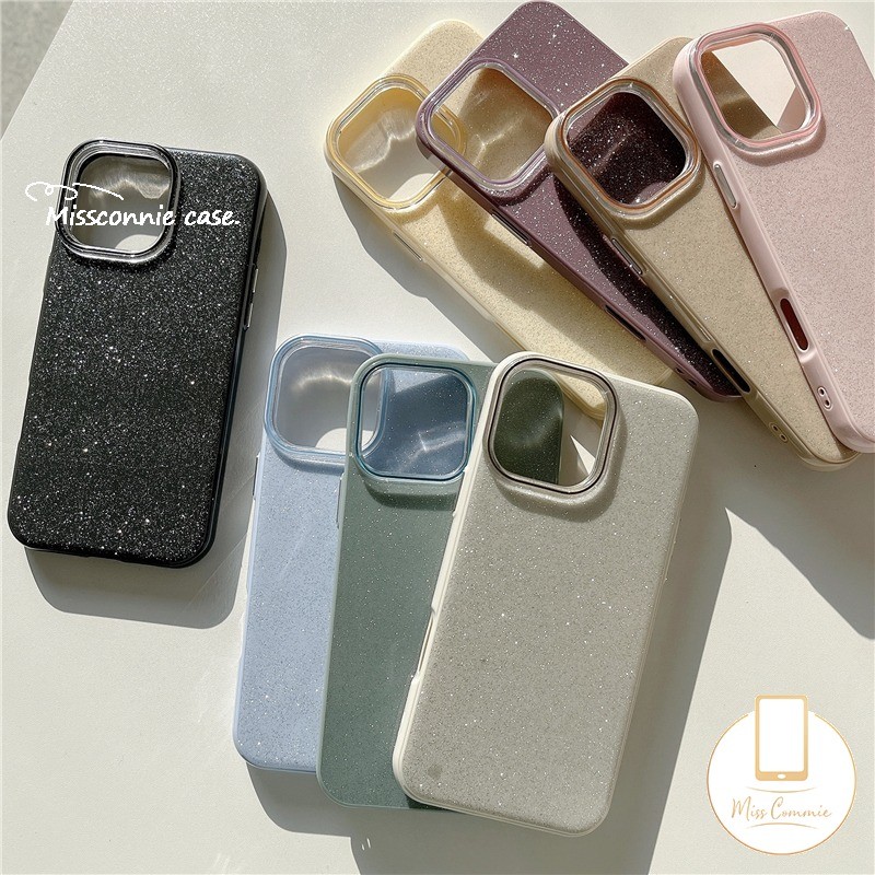 หรูหราสีทึบGlitter PowderสําหรับIPhone 16 17 14 12 11 15 13 Pro Max Air 7Plus XR 8Plus X XS Max 15 8 16 7 Plus SE 2020 แฟชั่นCreativeเงานุ่ม