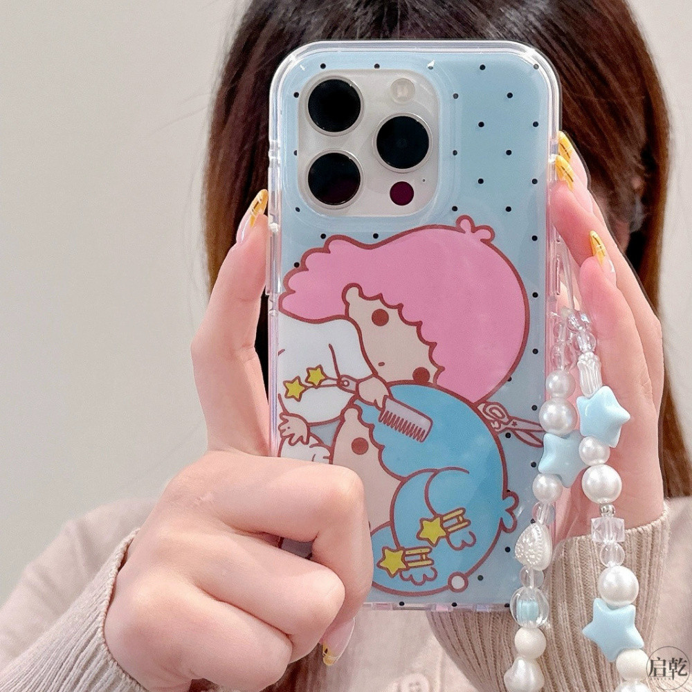 Ins อะนิเมะน่ารัก Sanrio Little Twin Stars เคสโทรศัพท์ Blue Star Love Heart ลูกปัดสําหรับ IPhone 16 Pro Max 16 Pro 16 15 14 Pro Max 13 รอบขอบกันกระแทก Hard IMD ฝาหลัง ราคา ถูกที่สุด ดีลบีเคเค แกลเลอรีภาพที่ 2