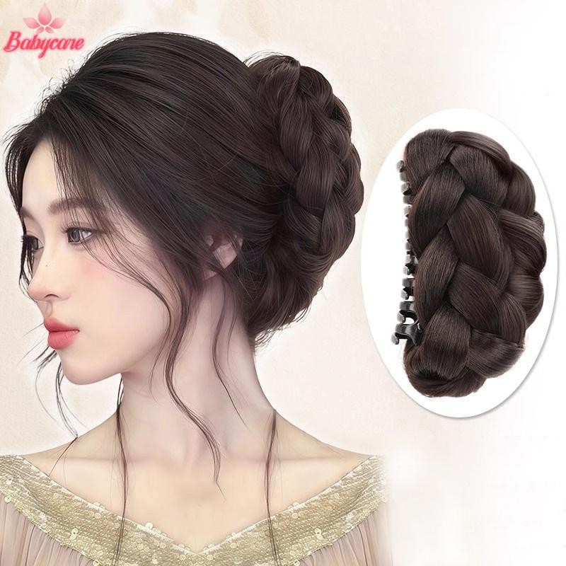 Byce> Elegant สังเคราะห์ทอดแป้ง Twists Ball ผม Bun Claw คลิปดอกไม้ Bud Head ปุยจานผมกลับหัววิกผมกระเป๋าใหม่