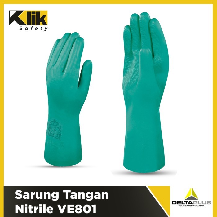 ถุงมือทํางานนิรภัย Delta Plus Nitrile VE801 สีเขียว 13 นิ้ว ORIGINAL