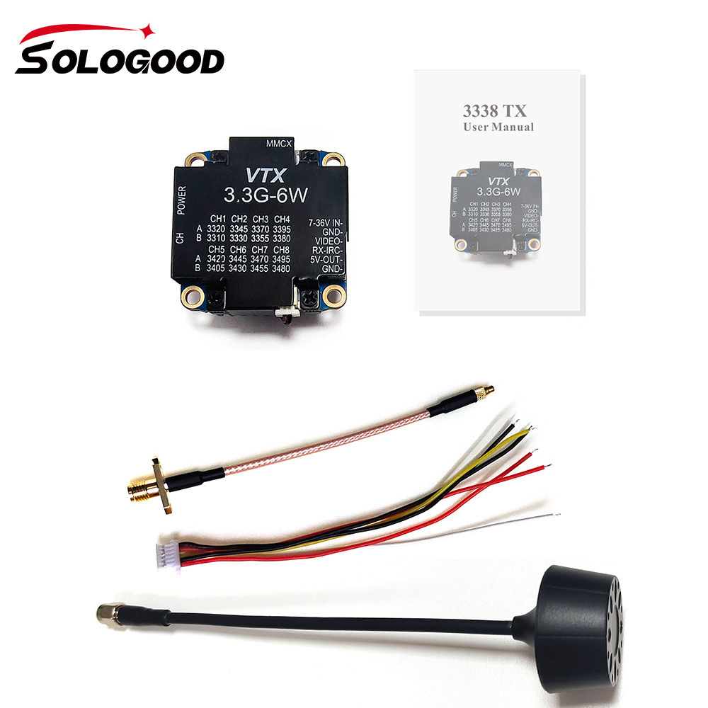 Sologood 3.3G 6W VTX 7-36V 25mW/1000mW/3000mW/4000mW/6000mW FPV เครื่องส่งสัญญาณวิดีโอ 8CH FPV Video