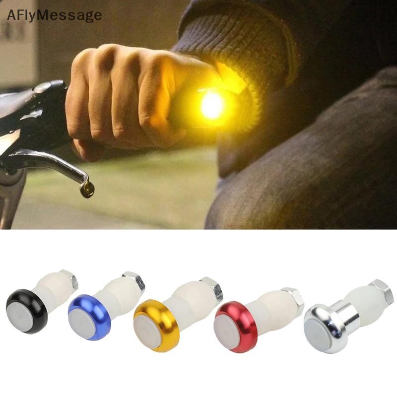 Afl 1 คู่ความปลอดภัยขี่จักรยานจักรยานไฟเลี้ยวบาร์ End Plug LED โคมไฟแสงสีแดงแม่เหล็ก Handle Light Night ขี่ไฟเตือน TH