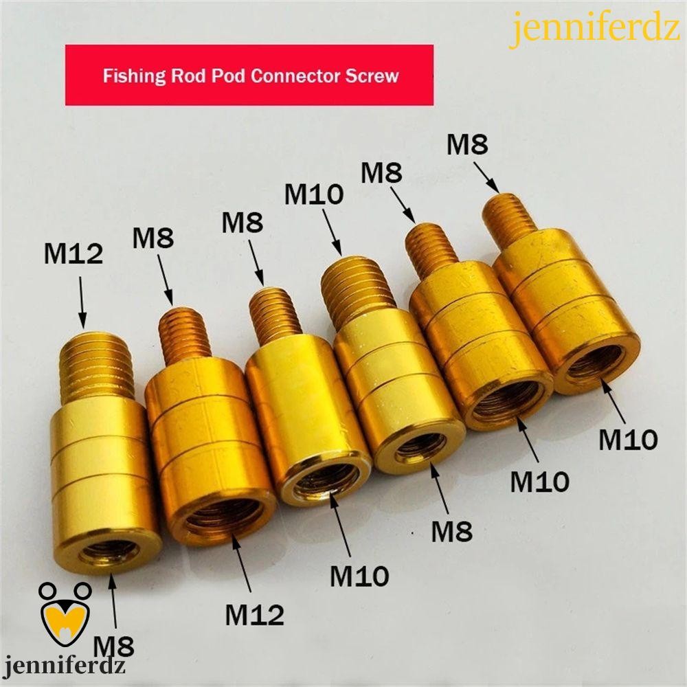 Jenniferdz อะแดปเตอร์หัวสุทธิ M8/M10/M12 อลูมิเนียม 8 มม.ถึง 10 มม.สุทธิ Handle Adaptor ตกปลา Landing สุทธิ DIY Aaccessory ตกปลา Rod Pod Connector