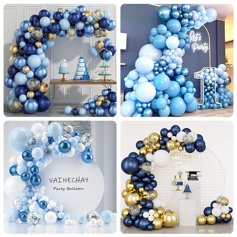 บอลลูน Garland Arch Kit ลูกโป่ง Arch Kit ลูกโป่งยางสําหรับอาบน้ําเด็กวันเกิดงานแต่งงานสําเร็จการศึกษาครบรอบแช่แข็งฤดูหนาว Wonderland Party พื้นหลังตกแต่ง