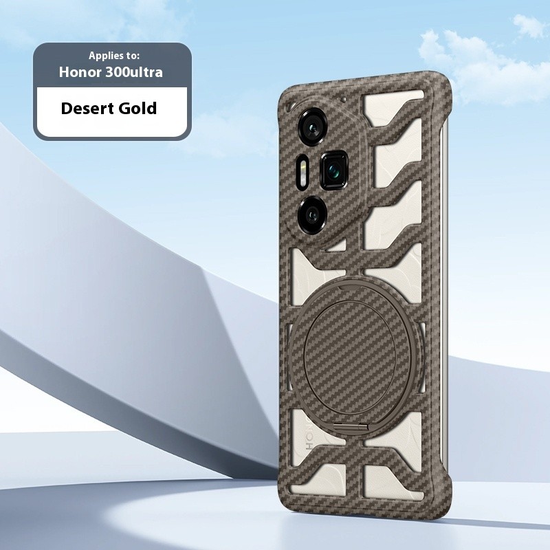 รูปแบบคาร์บอนไฟเบอร์ 360 °   ขาตั้งแม่เหล็กหมุนได้ เคสกระจายความร้อนแบบโปร่งสำหรับ Huawei Honor Magic 7 6 Pro 300 Ultra 300 200 100 Pro ปกหลังแข็งป้องกันการตก