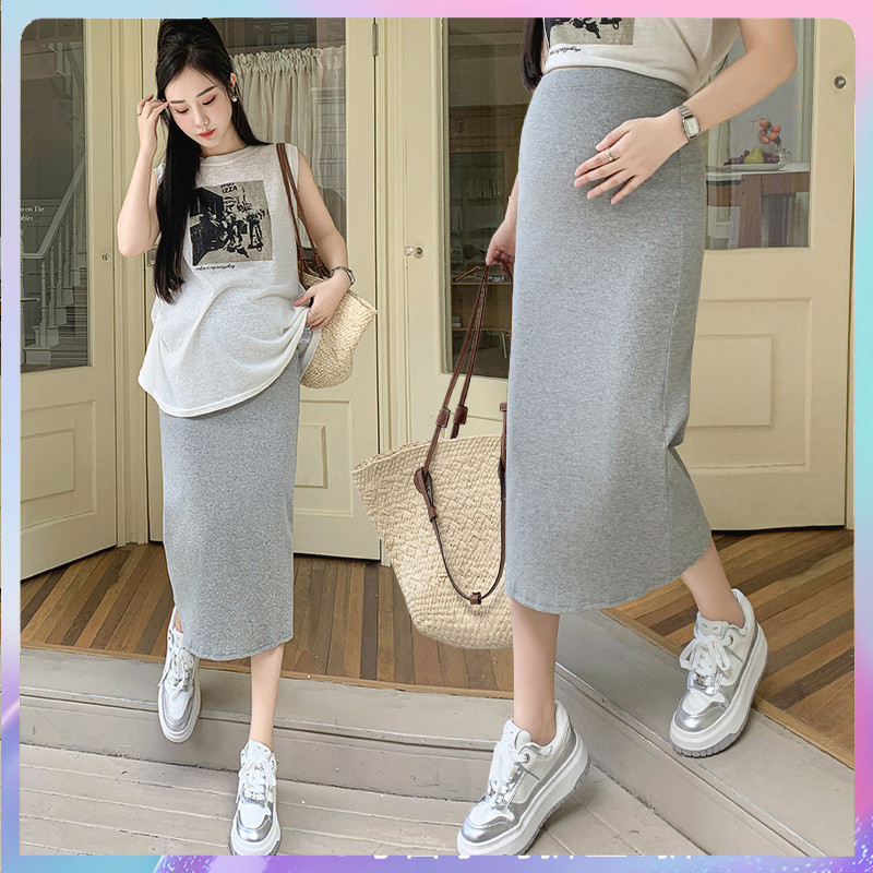 ((PB) กระโปรงครึ่งความยาวสำหรับหญิงตั้งครรภ์ สไตล์Slim-Fit)