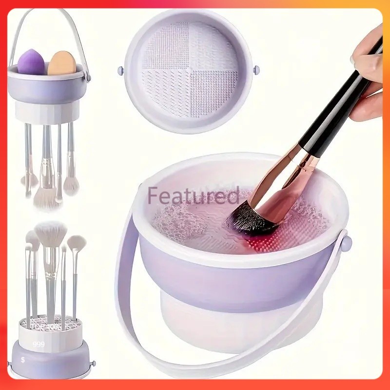 Featured เครื่องทำความสะอาดแปรงแต่งหน้าซิลิโคน 3-in-1 เครื่องมือทำความสะอาดแปรงแต่งหน้า สะดวก ใช้งานง่าย