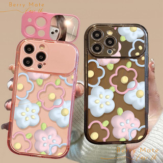 จัดส่งทันที เคสไอโฟน13 ลายดอกไม้ เคสใช้ได้กับ IPhone11 12 13 14 15 ProPROMAX 7/8PLUS X/XR/XS/XSMAX/SE2020 พร้อมกระจกเงา