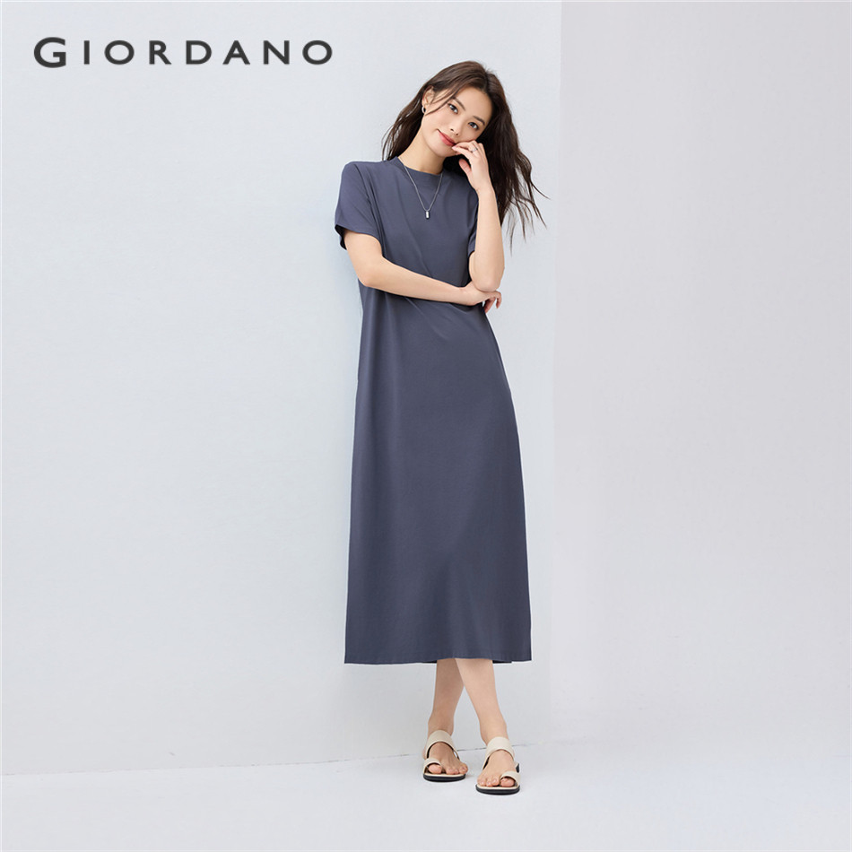 GIORDANO WOMEN Cool-touch mock neck short sleeve dress 05465496