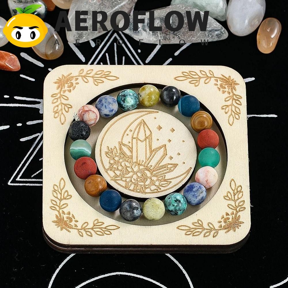 AEROFLOW ฐานแสดงเครื่องประดับ DIY, ไม้นํากลับมาใช้ใหม่คริสตัลหินฐาน, สร้อยข้อมือกําไลข้อมือถาด Rack แกะสลัก Handmade Creative สร้อยข้อมือไม้ถาดของขวัญ