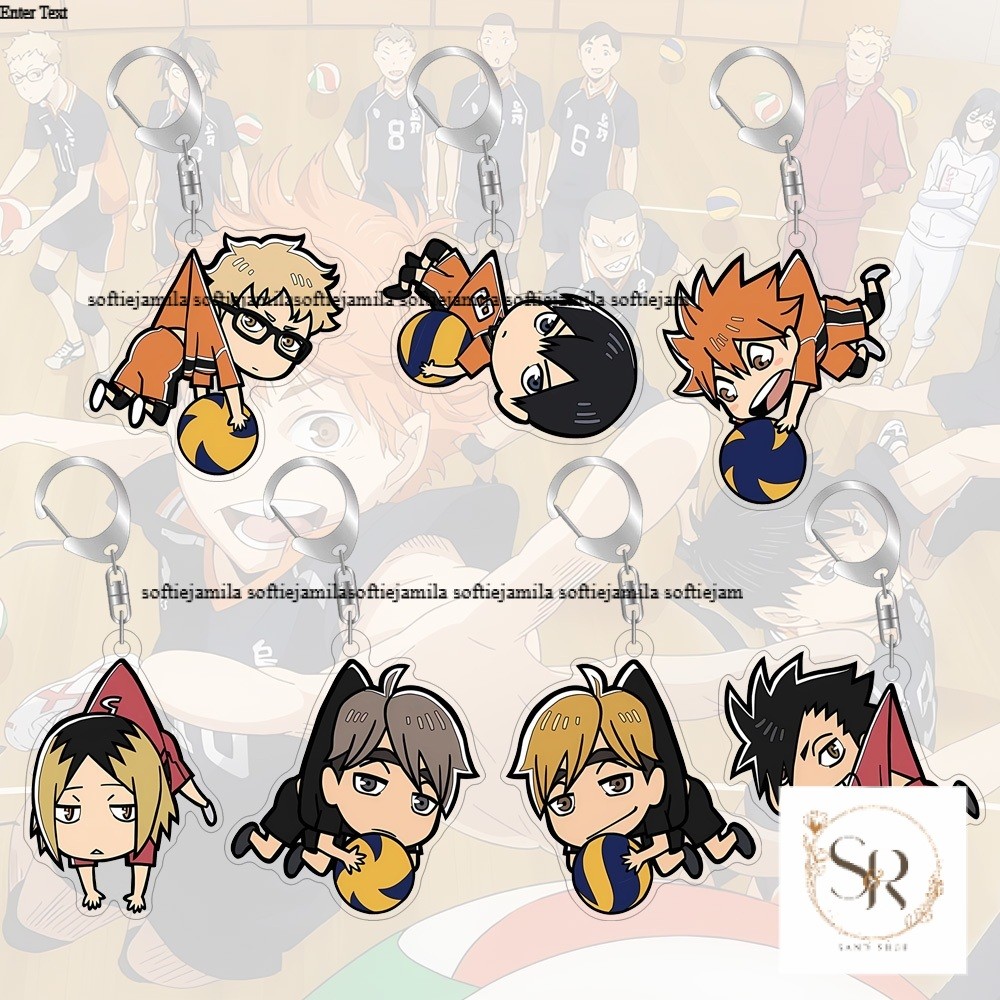 พวงกุญแจอะคริลิคขนาด 55 มม. กล่อง Haikyu อะนิเมะรอบกระเป๋าจี้พวงกุญแจ