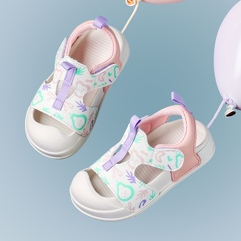 Cheerful Mario 14-19ซม รองเท้าแตะเด็ก แฟชั่น พิมพ์ลาย ยืดหยุ่น ตีนตุ๊กแก รองเท้า