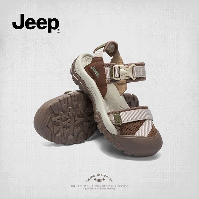 รองเท้าแตะกีฬา JEEP แท้ 100% รองเท้าแตะน้ำกันลื่นฤดูร้อน 2025 พื้นนุ่ม แบบเจาะรู สำหรับกลางแจ้ง ปิดนิ้วเท้า รองเท้าแตะชายหาดพื้นหนาสำหรับผู้หญิง