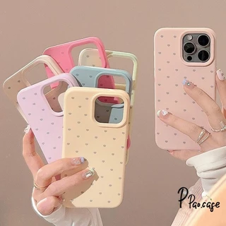 สำหรับ IPhone 17 AIR 11 16 13 15 12 14 Pro Max XR XS X Max 7 15 8 Plus SE 2020 เคสหนังลายหัวใจรักซิลิโคนสีทึบ