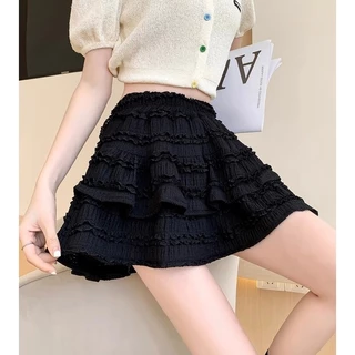 กระโปรงบัลเล่ต์ M-4XL กระโปรงระบาย มีซับในกางเกง แต่งลูกไม้ ลุคสุดหวาน/เที่ยวคาเฟ่ สาวอวบใส่ได้