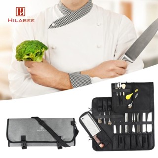 [hilabee] Chef Knife Roll Bag Multi-Purpose 16 Pockets Porta…