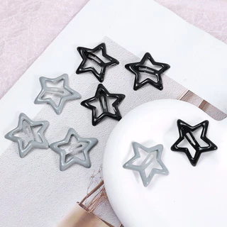 เครื่องประดับผมผู้หญิงเกาหลี-แฟชั่นY2kสีดําสีเทาStarคลิปผม-น้ํามันDrop Metal Barrettes-น่ารักHeadwear-สําหรับสาว