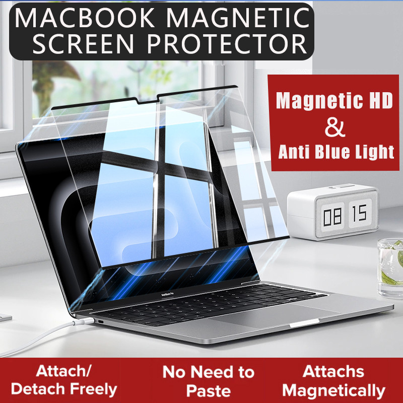 Magnetic Anti-Blue Light Screen Protector สําหรับ MacBook Air & Pro 13-16 นิ้ว (M1/M2/M3/M4) ติดตั้งง่ายและฟิล์มป้องกันดวงตา