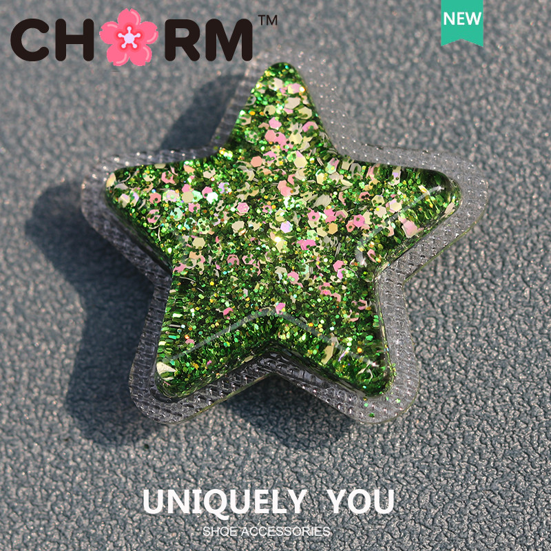 JIBBITZ Crocs charms ตัวติดรองเท้า Glitter หัวใจดาว ตัวติดรองเท้า Crocs