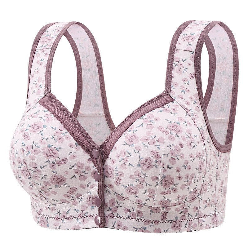New women’s plus size fixed cup printed thin bra