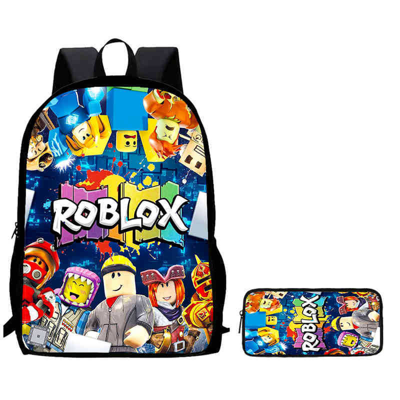 2 ชิ้น/ชุด กระเป๋าเป้สะพายหลังเด็ก + กระเป๋าดินสอ Roblox 3D การ์ตูน กระเป๋านักเรียน น้ําหนักเบากันน้ําทนทาน