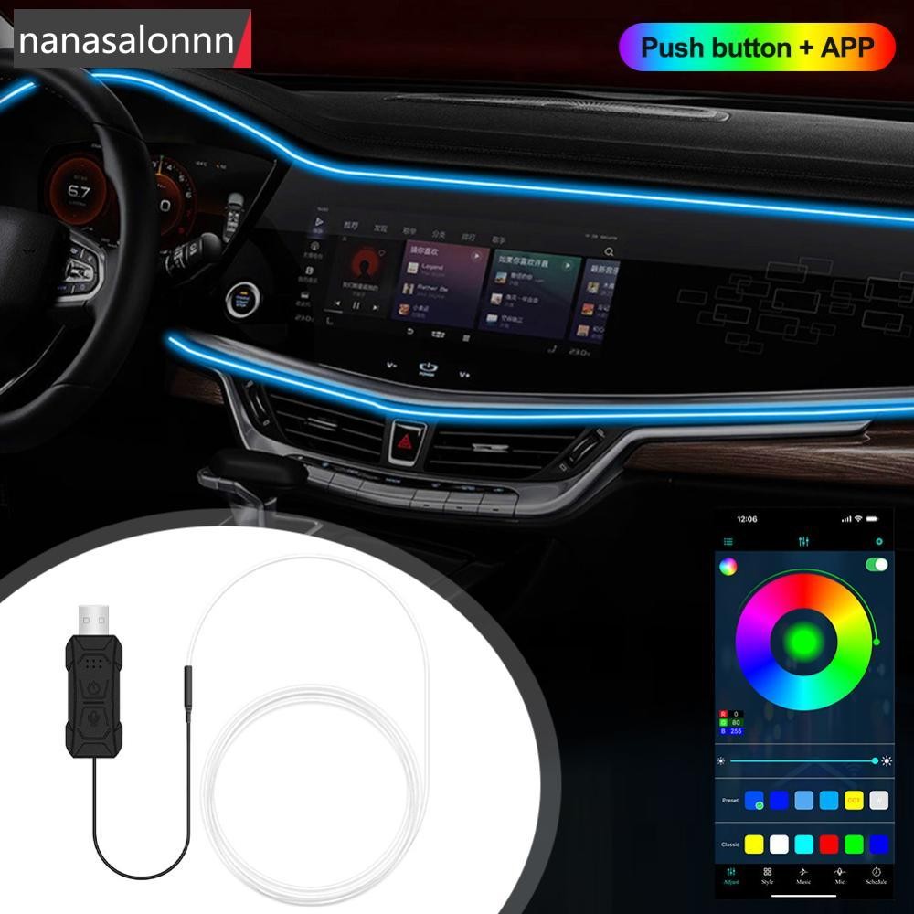 NNL 2/3M RGB LED ภายในรถOptic บรรยากาศ Light Strip APP ควบคุม Ambient Neon แสงที่มองไม่เห็น USB Ambi