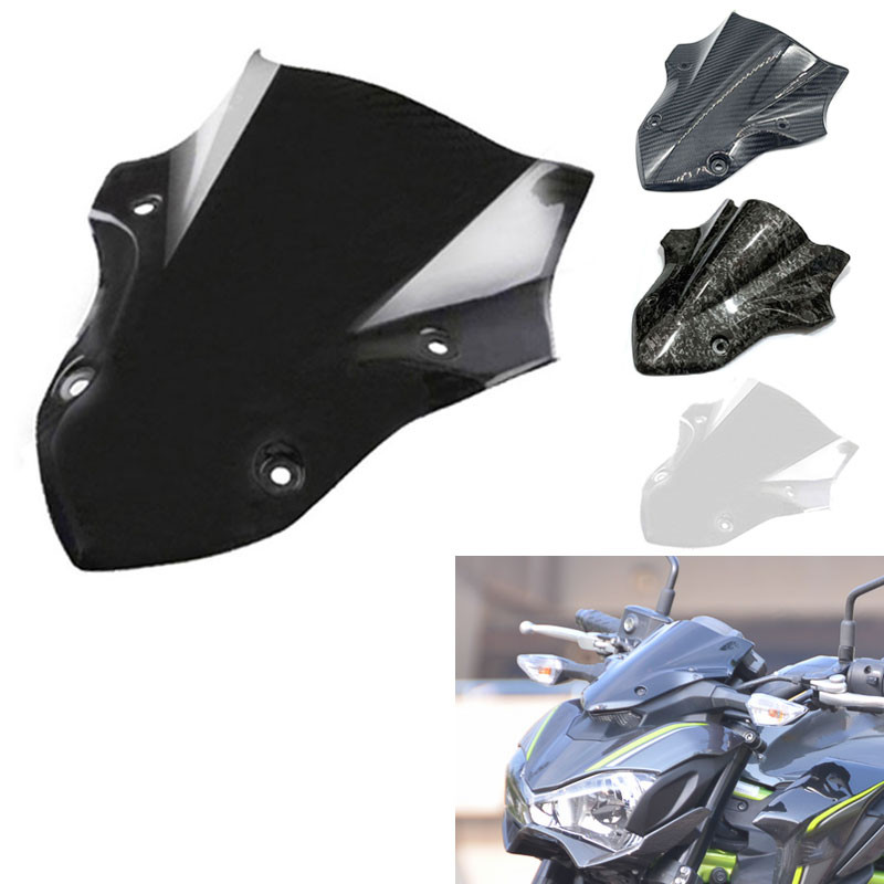 GZ 900อุปกรณ์เสริมรถจักรยานยนต์คาร์บอนไฟเบอร์กระจกบังลมหน้าจอสีดำแผ่นเบี่ยงลมสำหรับ Kawasaki Z900 20