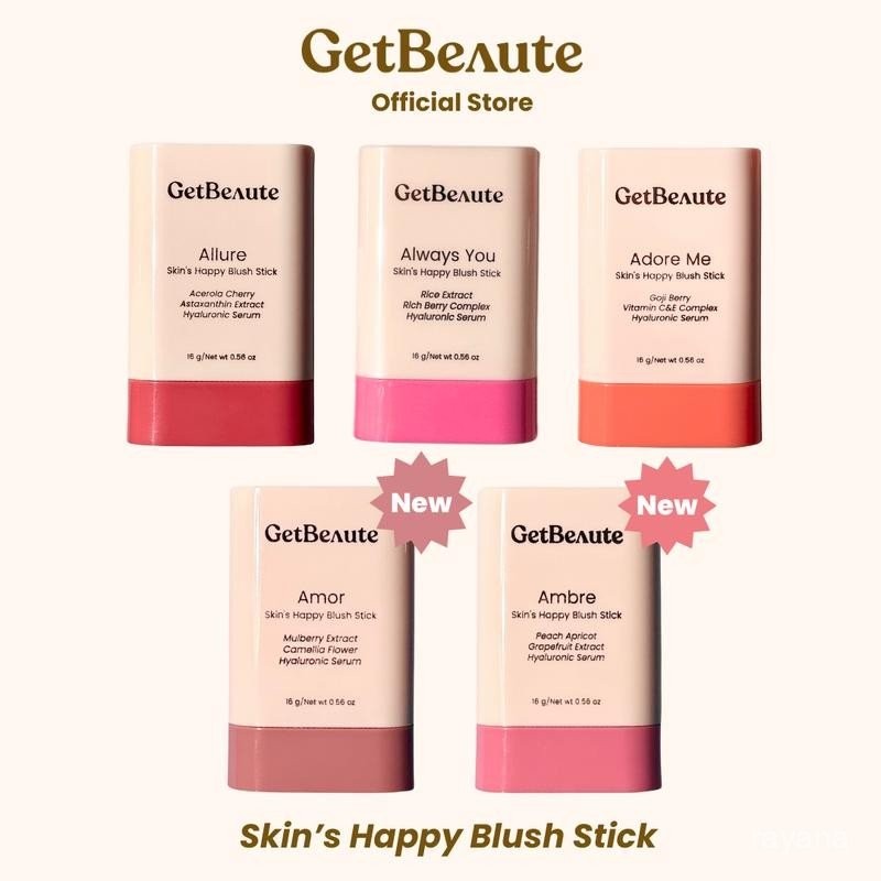 [สีใหม่/สูตรใหม่] GetBeaute | บลัชสติ๊ก Skin's Happy Blush Stick 16g